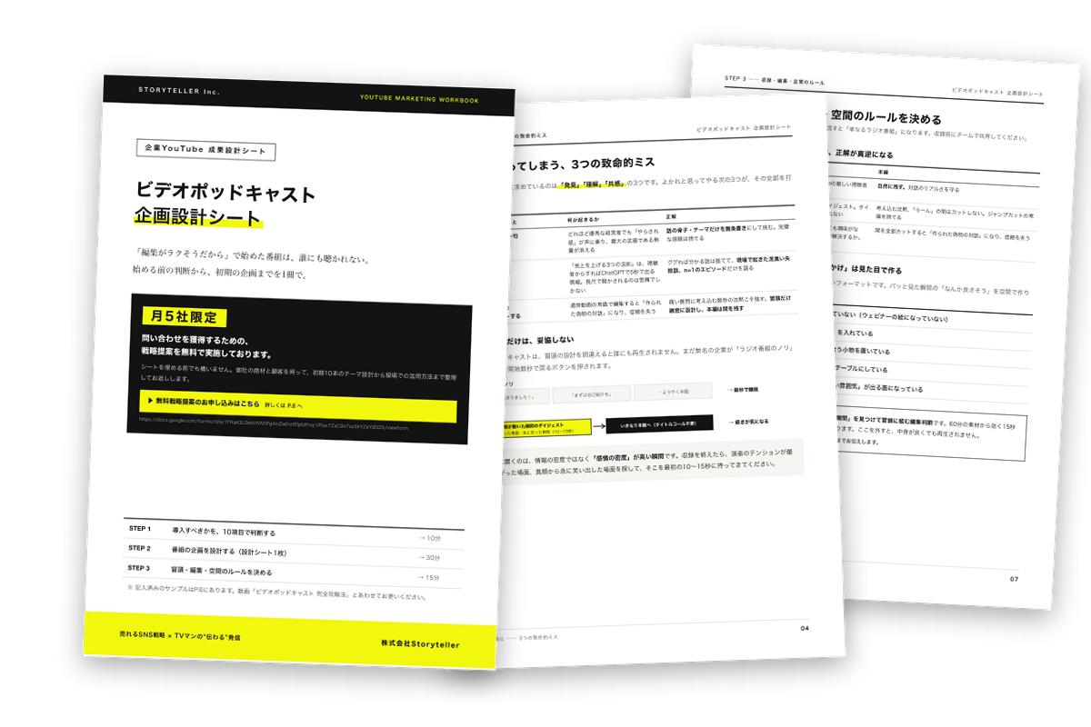 ビデオポッドキャスト企画設計シート ページ見本